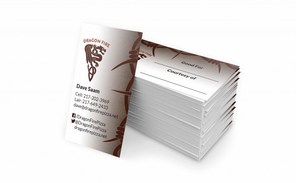 business card for Dragon Fire Pizza