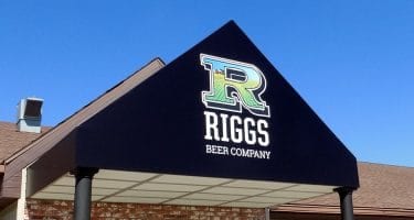 canopy over the entrance to Riggs Beer Company