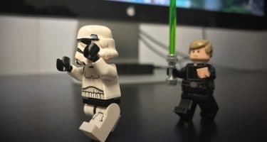 Luke Skywalker chasing Stormtrooper