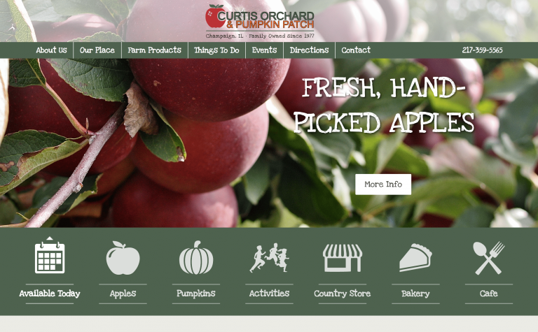 screenshot of Curtis Orchard's new website