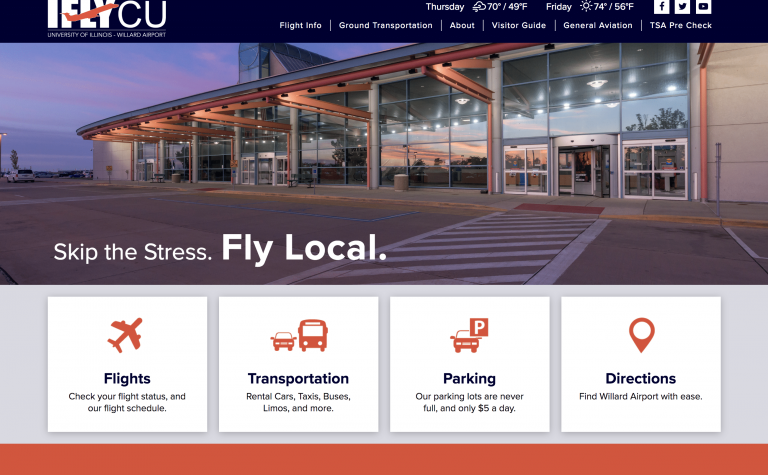 new website for Willard Airport in Champaign - iflycu.com