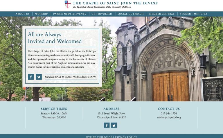 new website for the Chapel of Saint John the Divine web design by ThirdSide