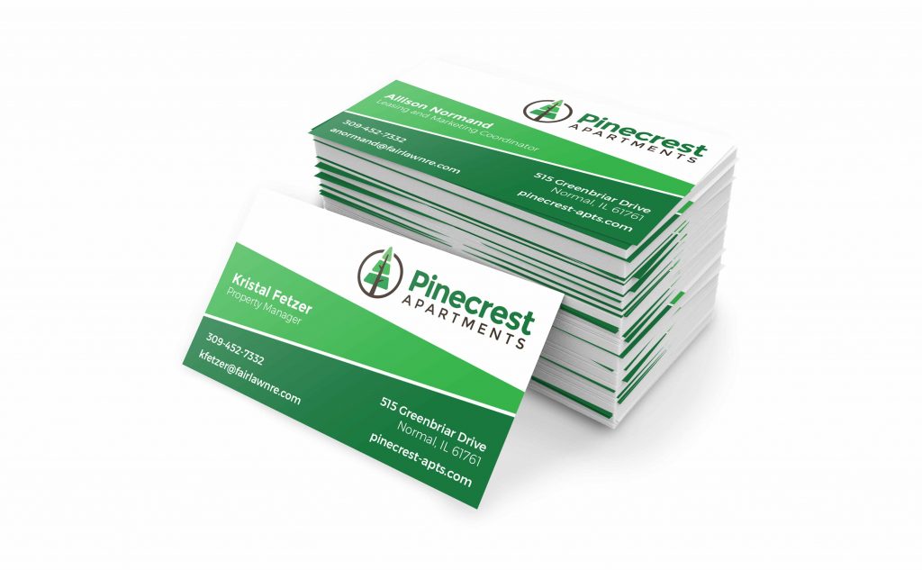 business cards for Pinecrest Apartments