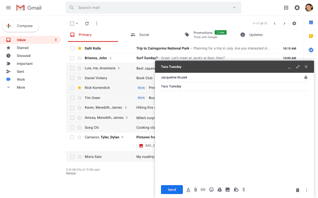 example of Gmail's Smart Compose feature