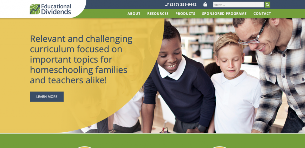 screenshot of Educational Dividends website